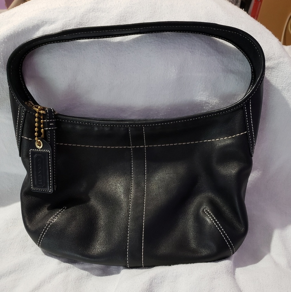 Black Authentic Leather Coach Shoulder Bag